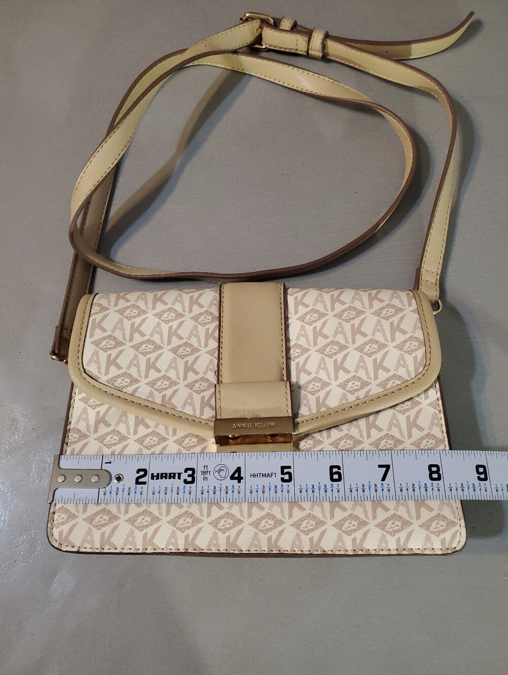 Anne Klein Women's Small Monogram Cream Crossbody Handbag - Picture 3 of 6